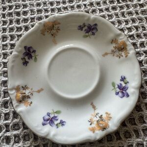 Royal Heidelberg Winterling VioletFloral Porcelain Saucer- White and Purple